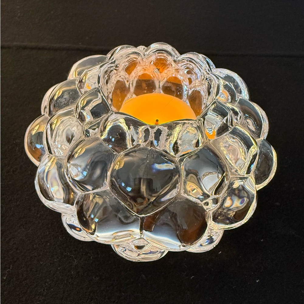 Orrefors “Raspberry” votive designed by Anne Nilsson.